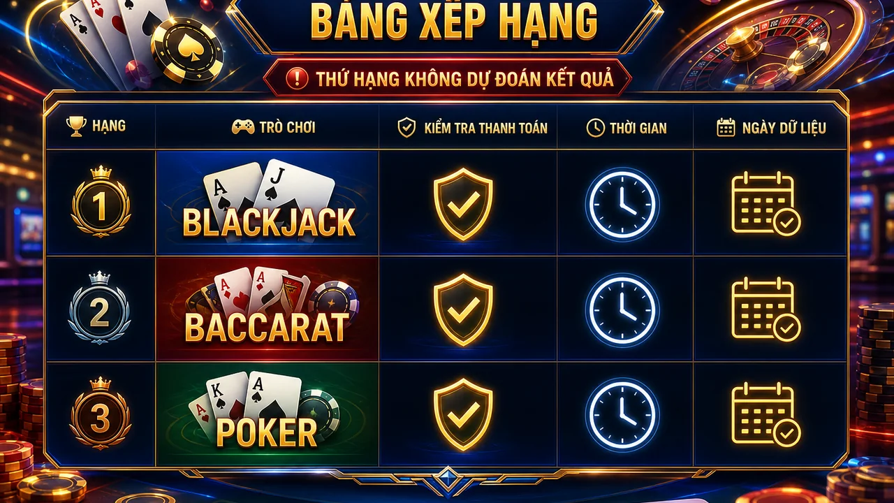 Nên chọn bàn nào? Bảng xếp hạng trò chơi bài 12bet phổ biến và thông tin thanh toán